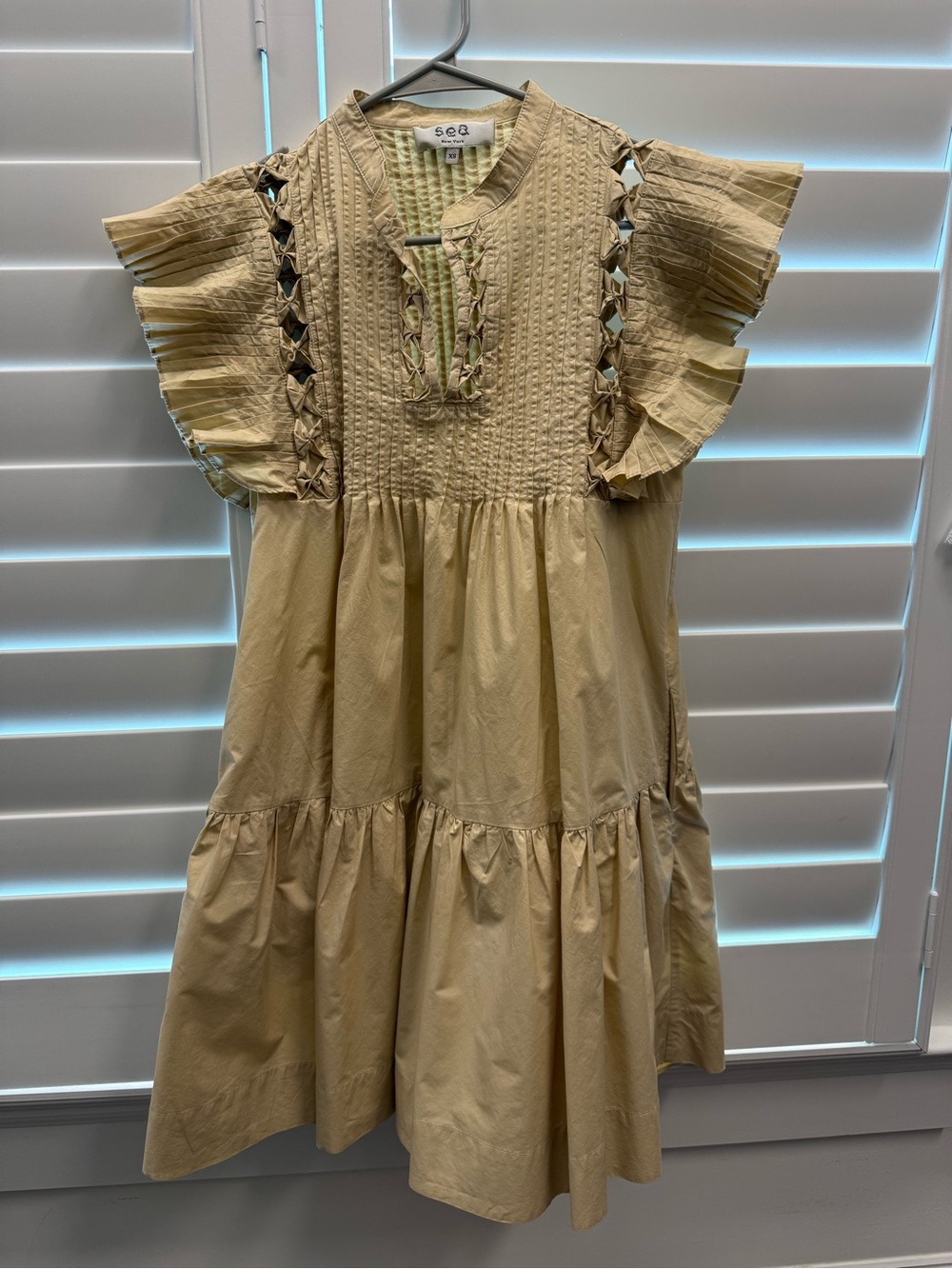 Sea New York Cream Ruffle Smocked Dress